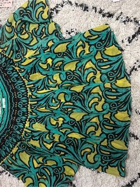 Milly Teal & Lime Green Circle Shirt with Abstract Scroll Print